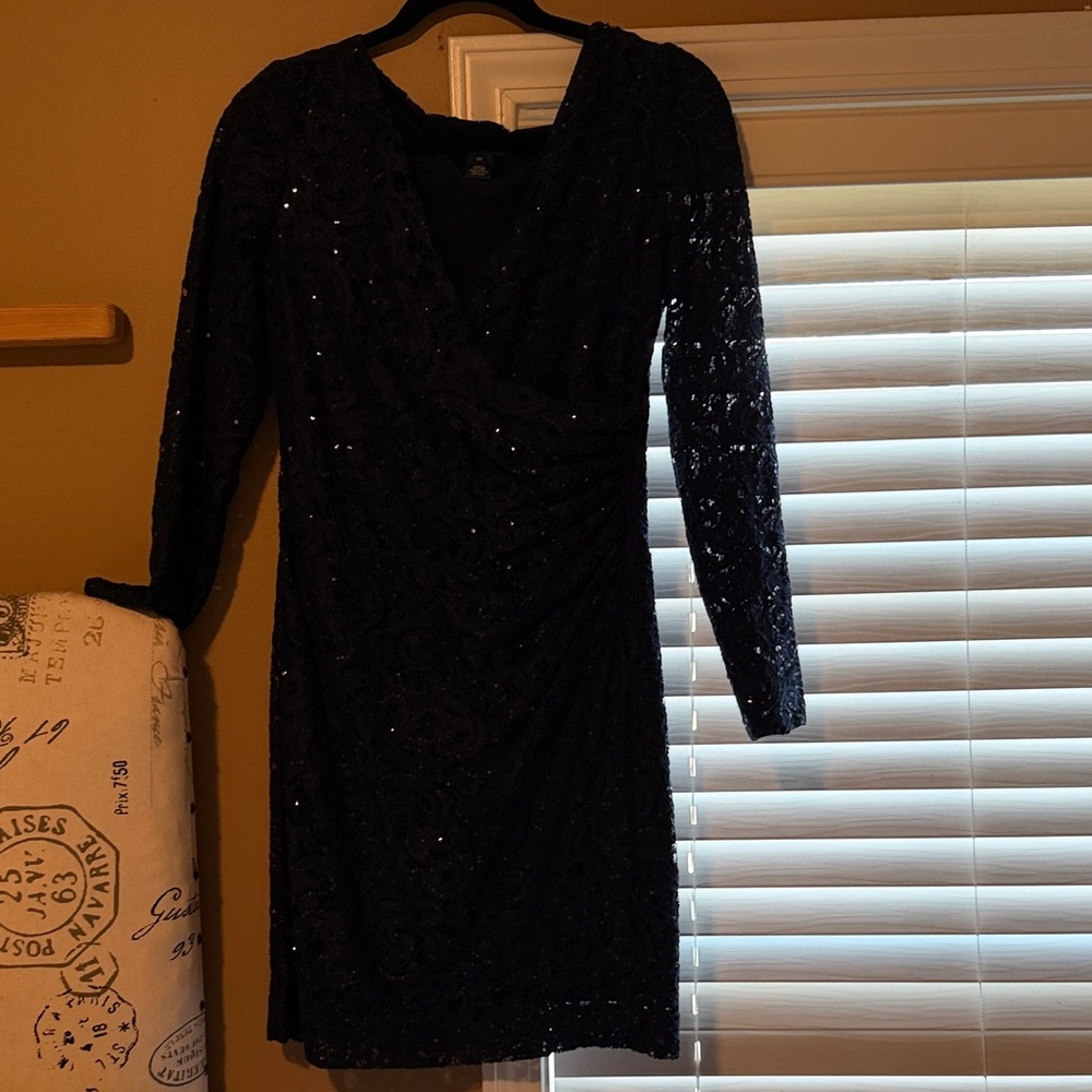 Ralph Lauren Navy Long Sleeve Lace Dress